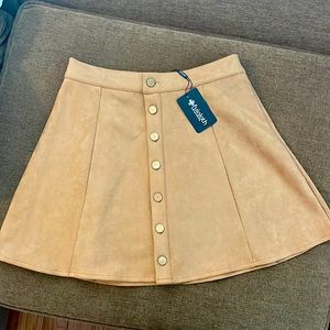 Tan Suede-Like Skirt Size L NWT